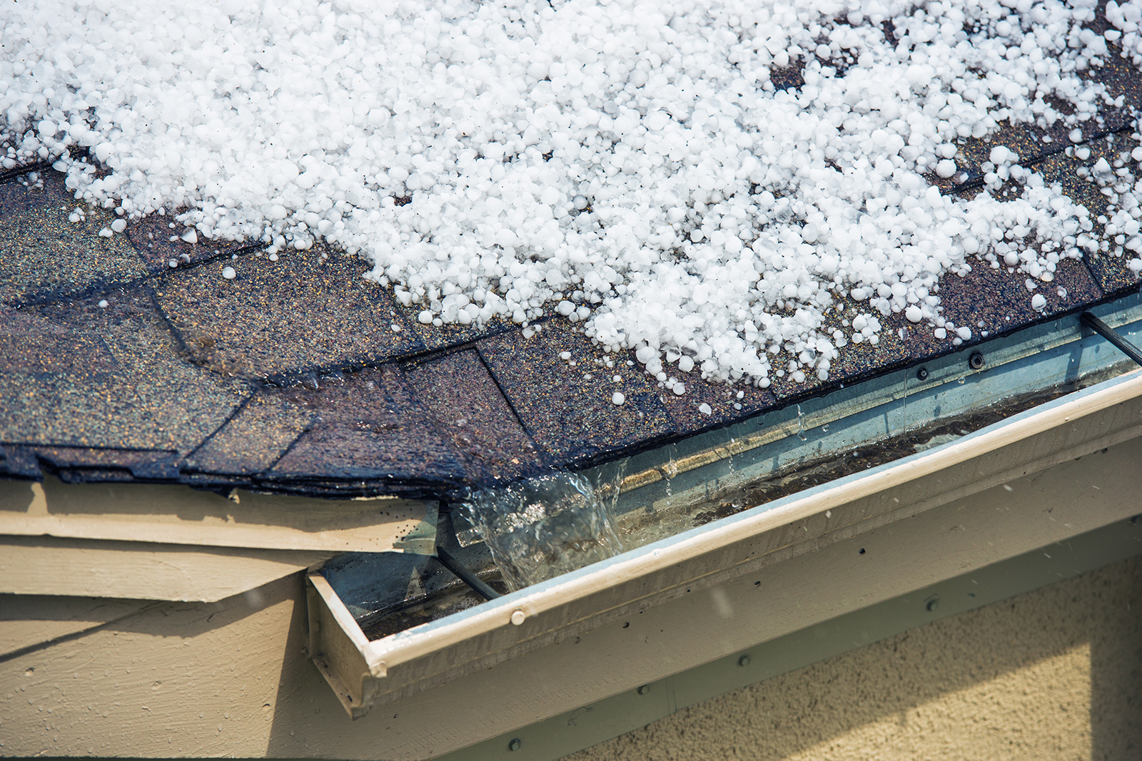 Hail damage on a roof
