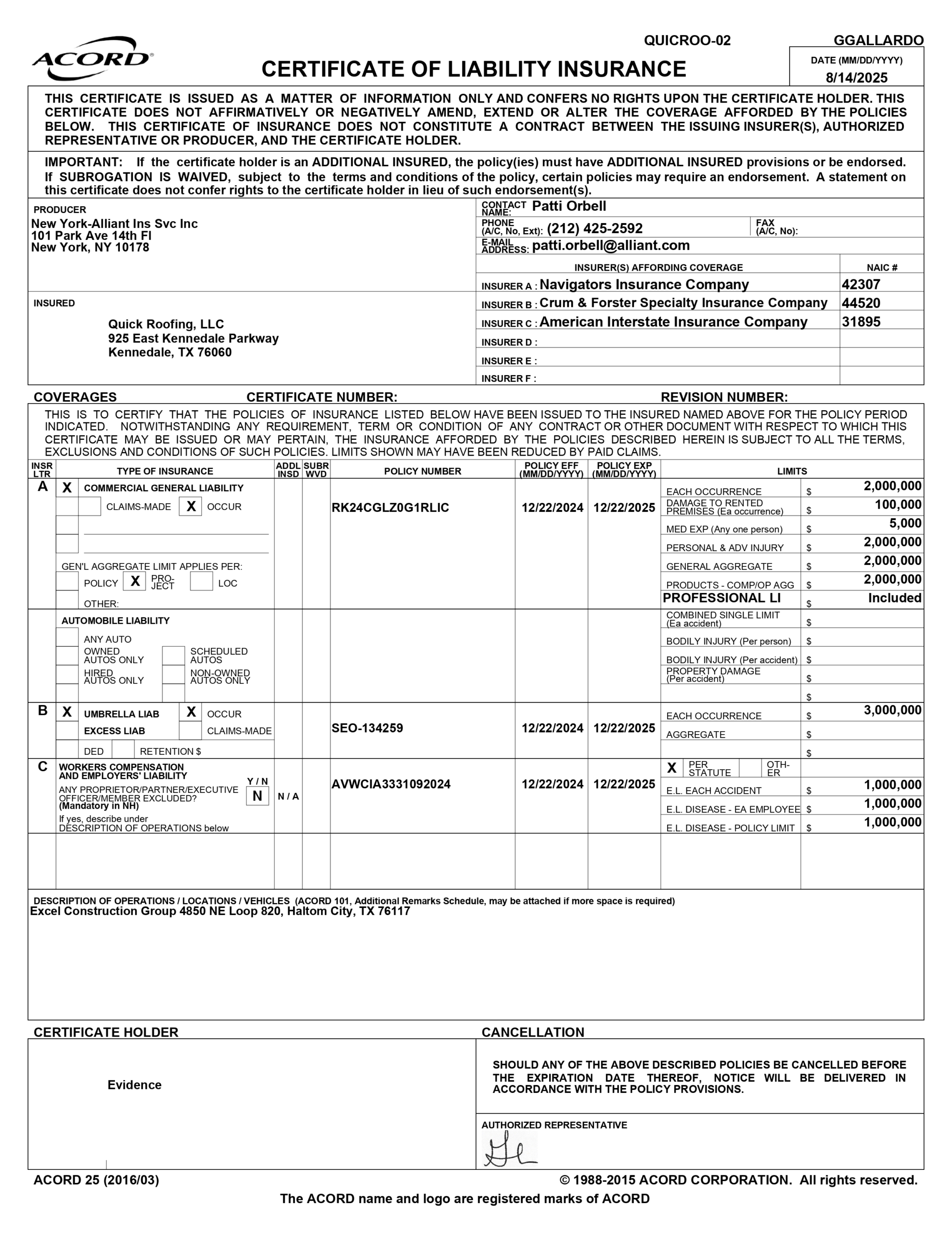24-25 COI Master - Evidence