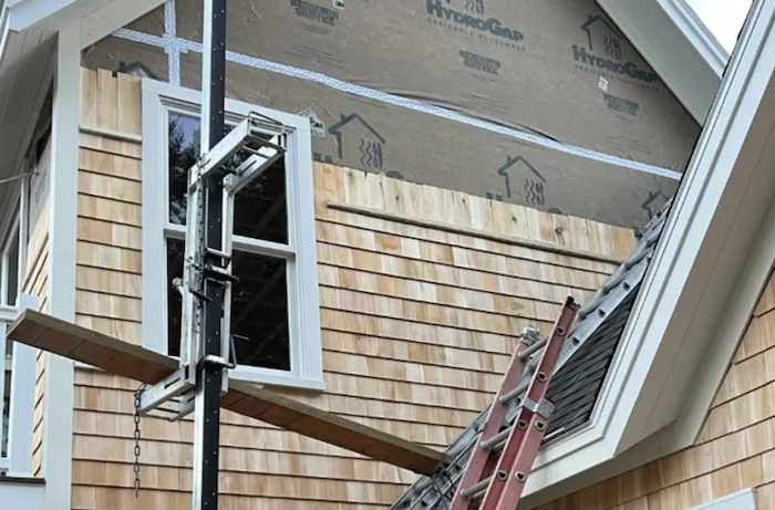 house exterior with scaffolding