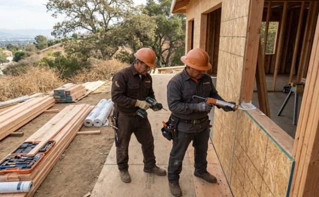 two construction workers at a job site